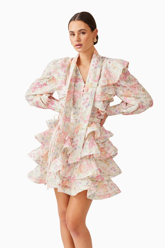 Almia Frill Top in Floral