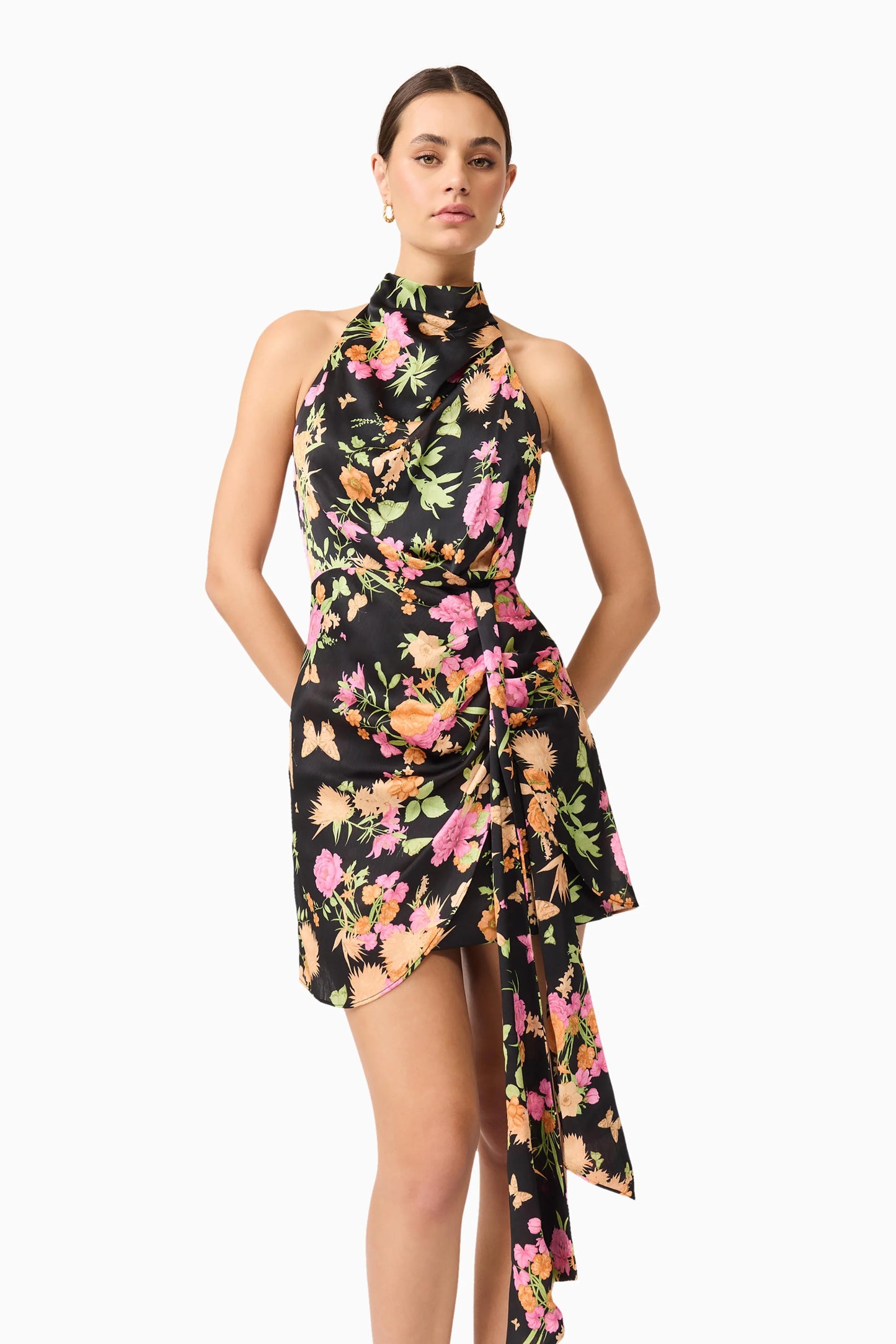 ELLIATT - Tess Halter Mini Dress - Black Multi