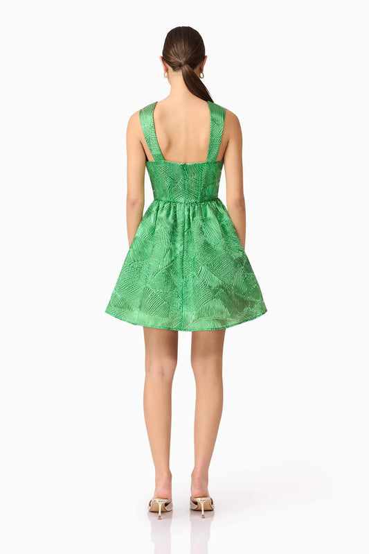 Ginnifer A-Line Mini Dress in Green
