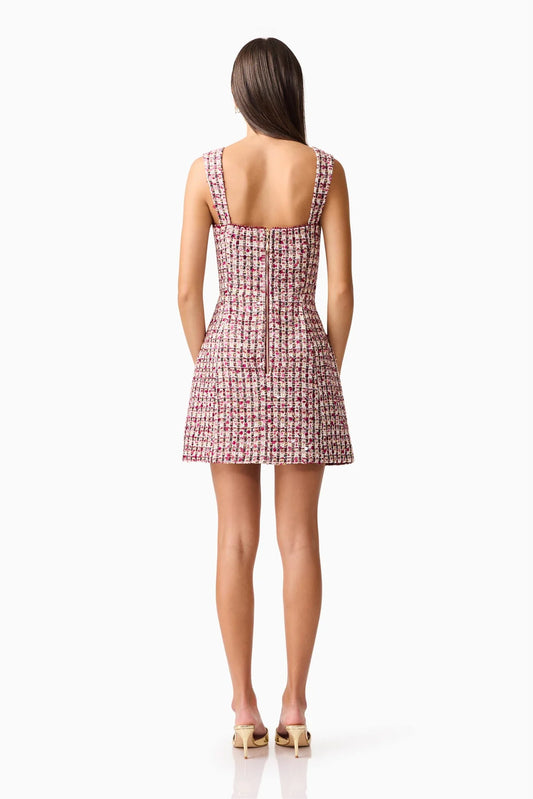 Bianca Tweed Mini Dress in Red