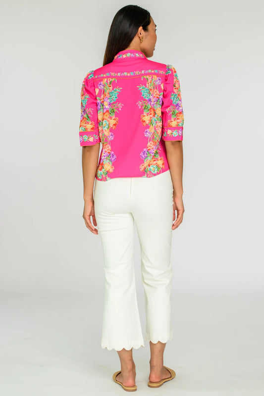 Ruthie Top in Tulip Tapestry - Pink Glo