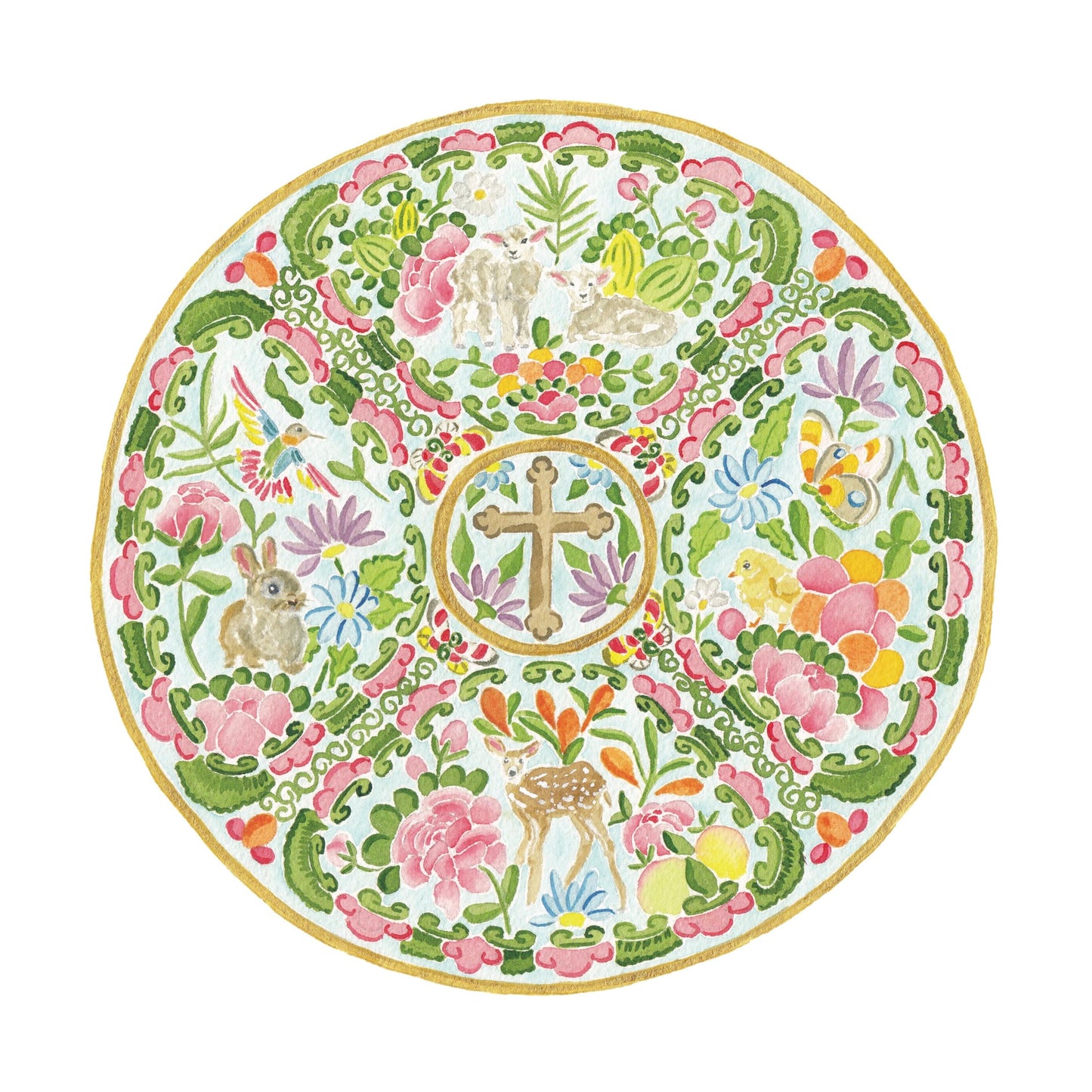 Easter Rose Medallion Art Block