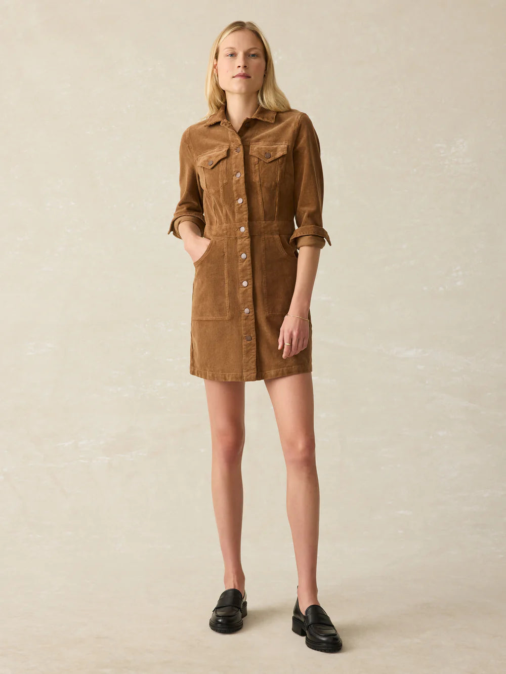 Faherty - Softstretch Cord Michelle Dress - Cord Brown