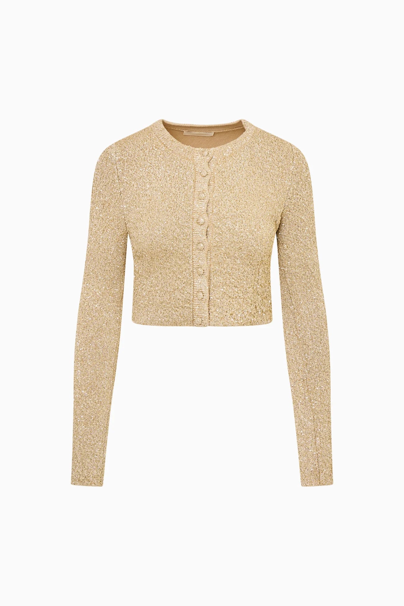 Ferra Sequin Stretch Knit Cardigan - Honey Gold