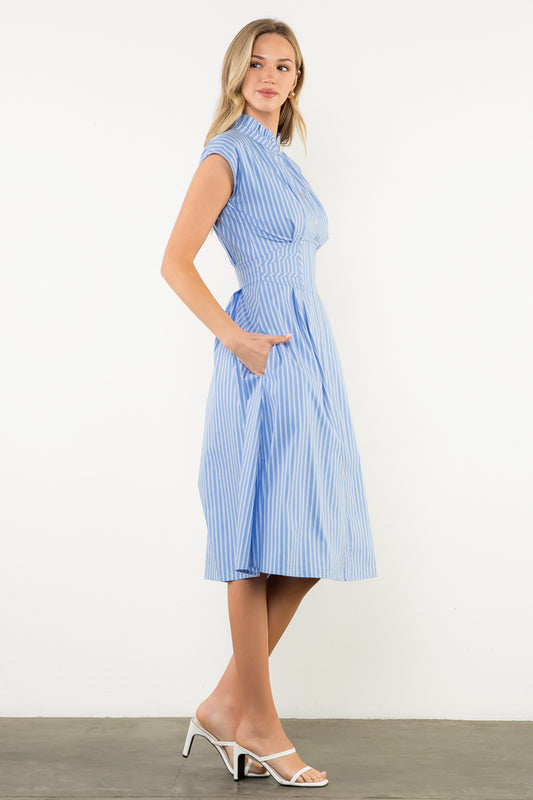 Short Sleeve Striped Dress - Light Blue *Final sale