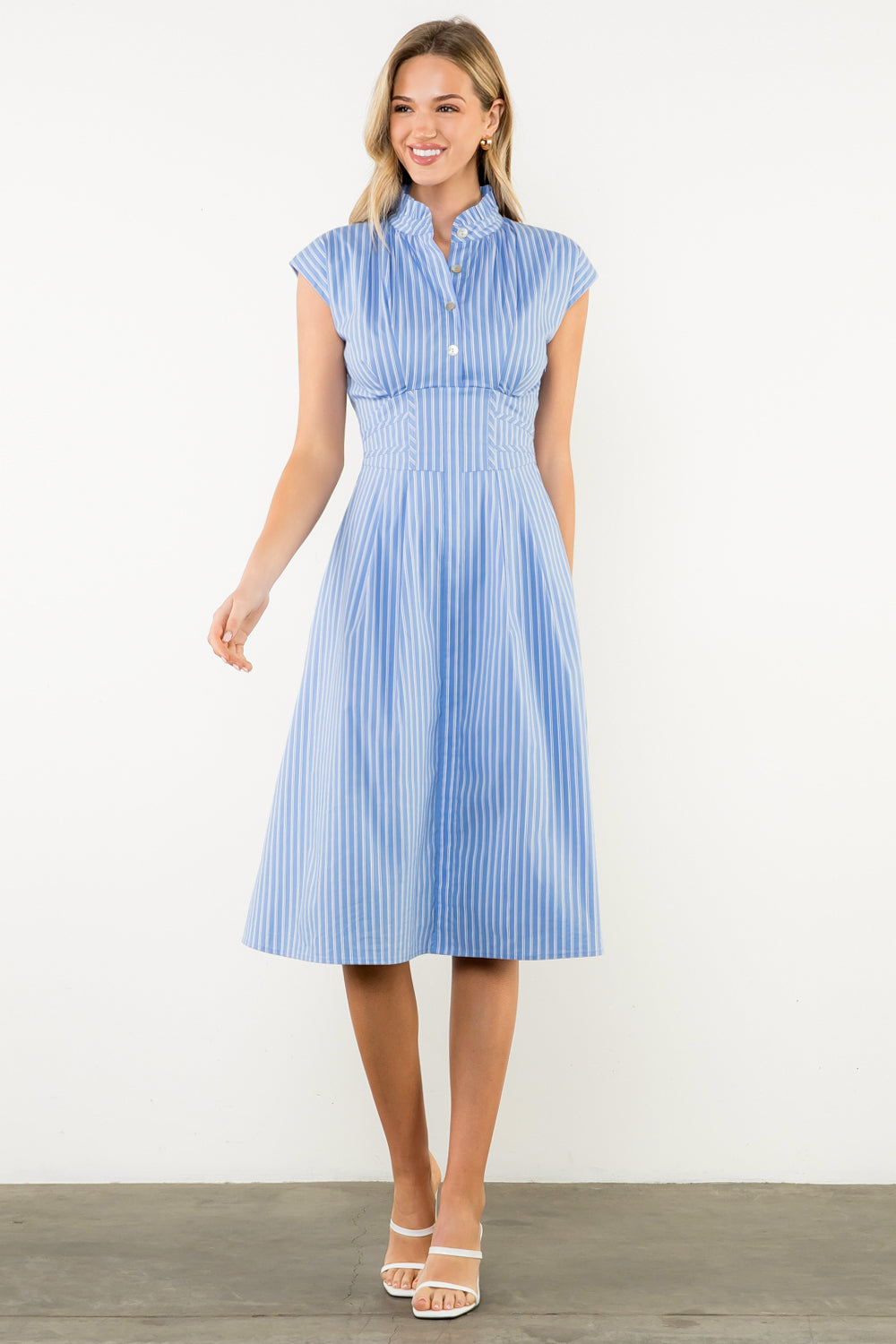 Short Sleeve Striped Dress - Light Blue *Final sale