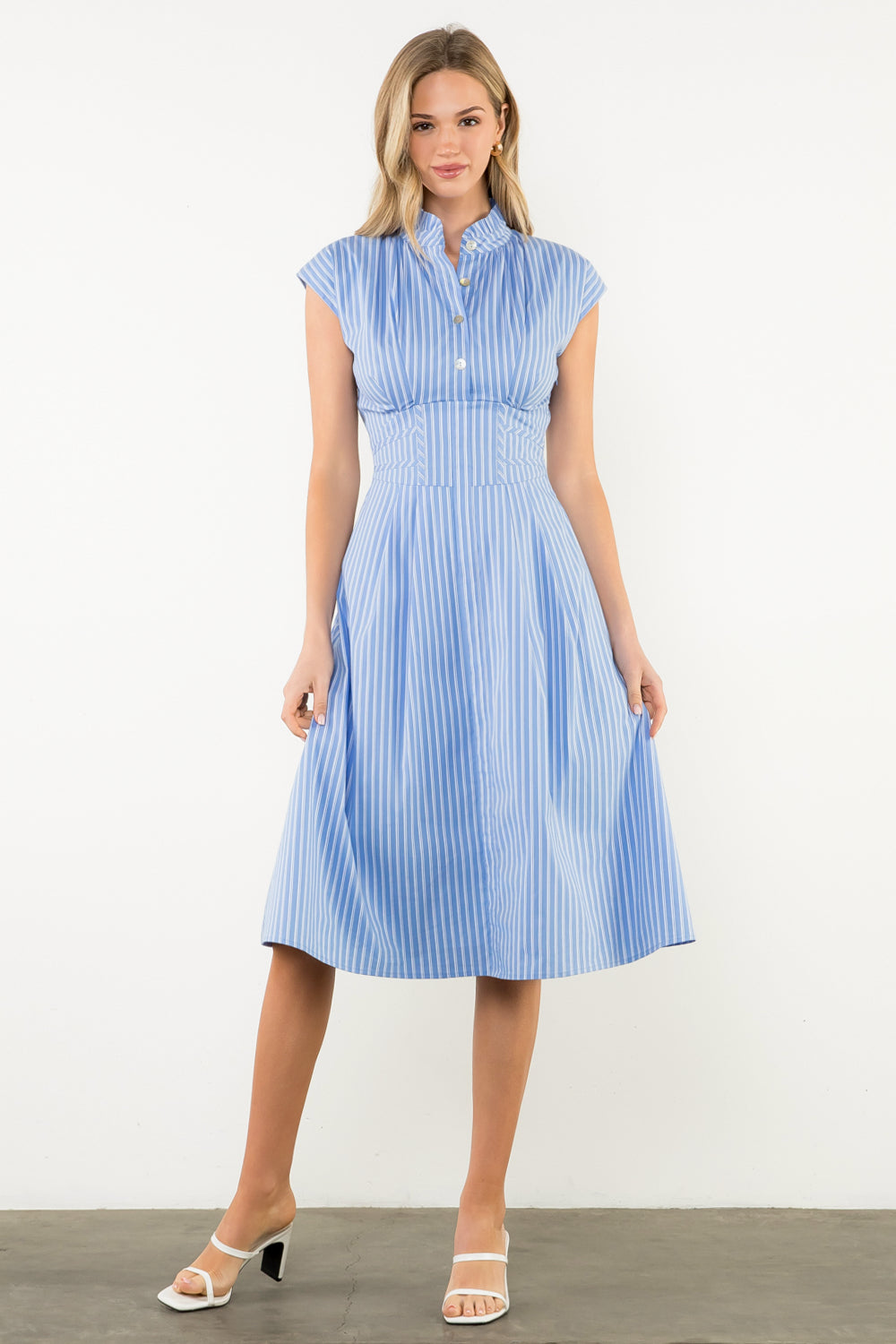 Short Sleeve Striped Dress - Light Blue *Final sale