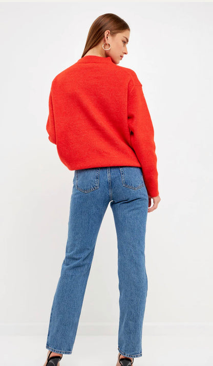 Endless Rose - Oversized Crewneck Sweater - Orange