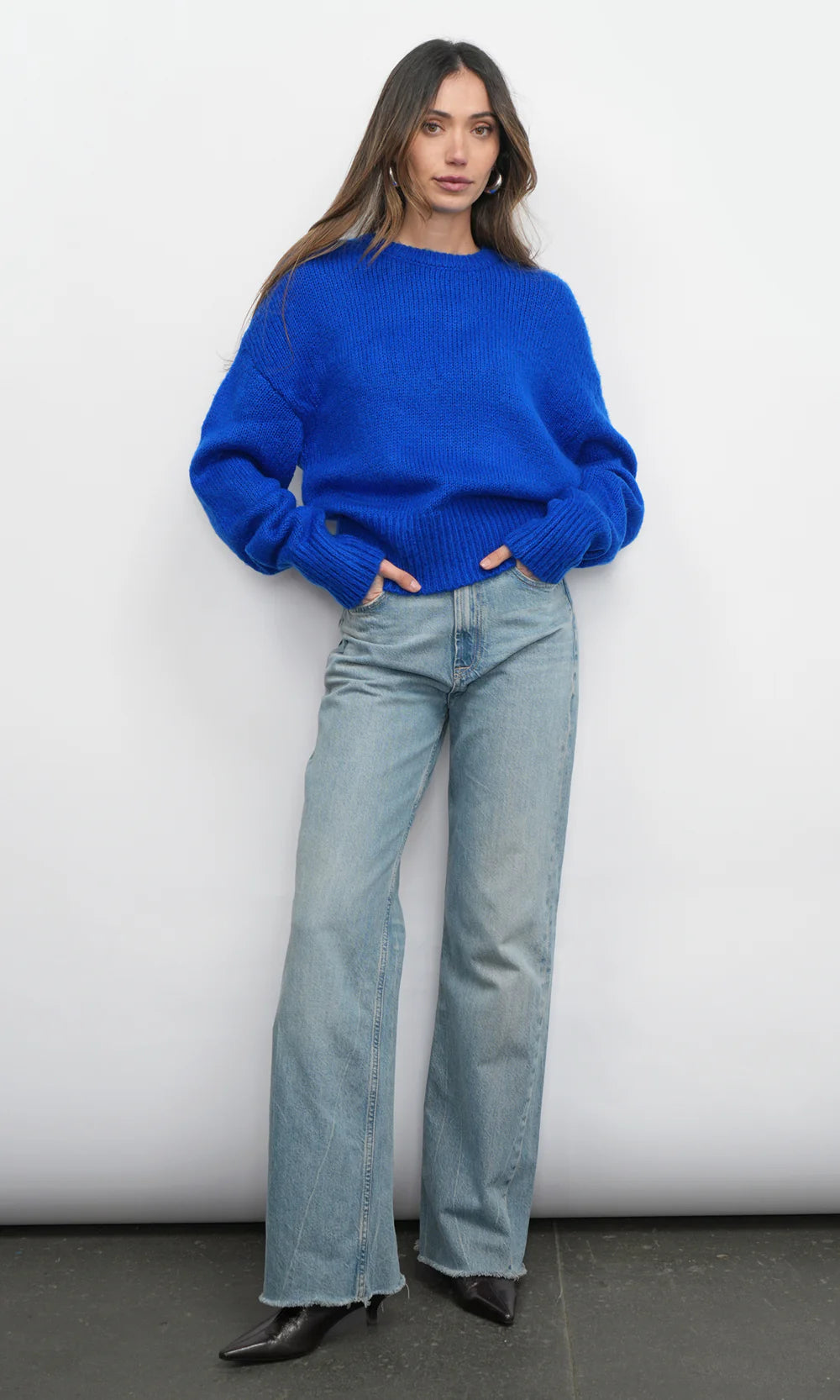 Larson Cozy Fuzzy Sweater - Electric Blue