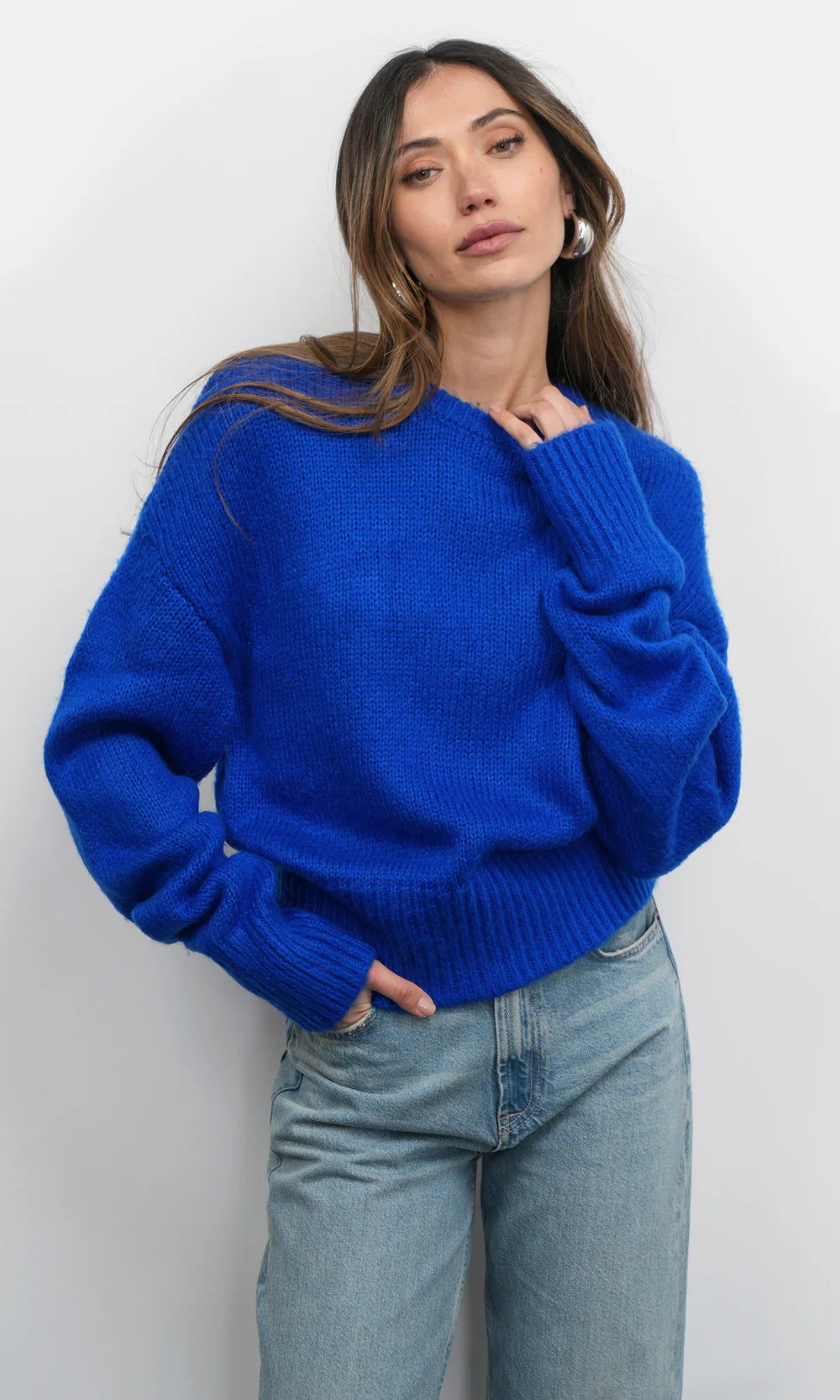 Larson Cozy Fuzzy Sweater - Electric Blue