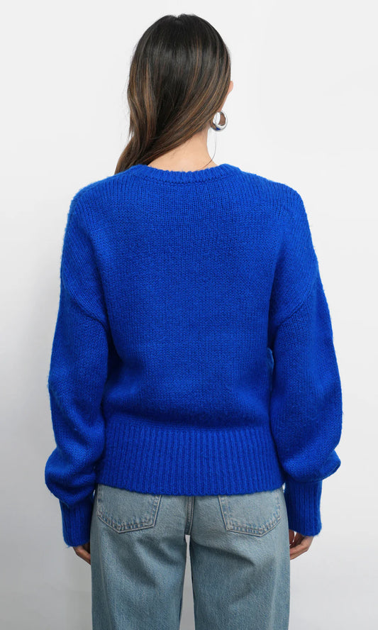 Larson Cozy Fuzzy Sweater - Electric Blue