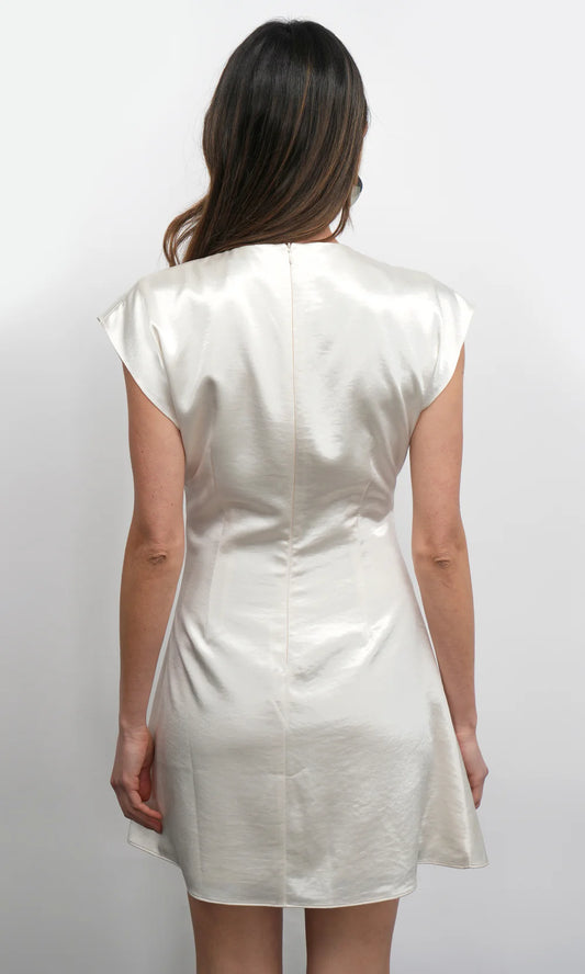 Wilson High Shine Dolman Sleeve Side Twist Mini Dress - Pearl