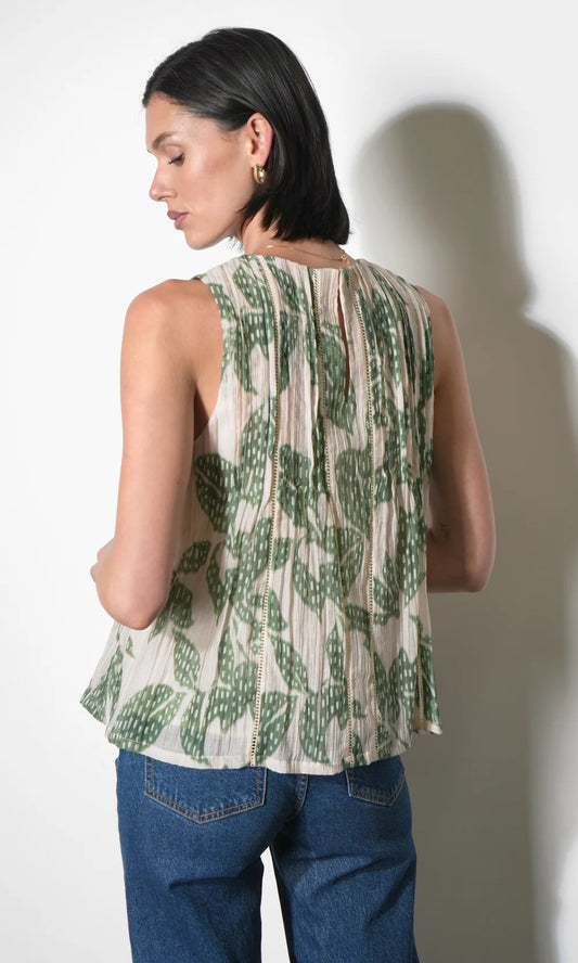 Elaine Sleeveless Pintuck Top - Green