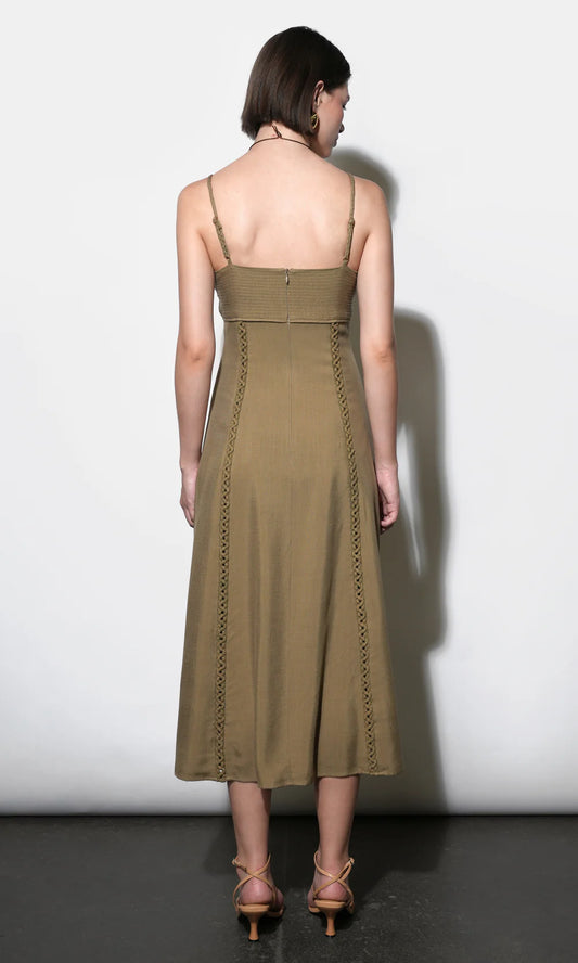 Ivy Embroidery Lace Midi Dress - Dusted Ochre