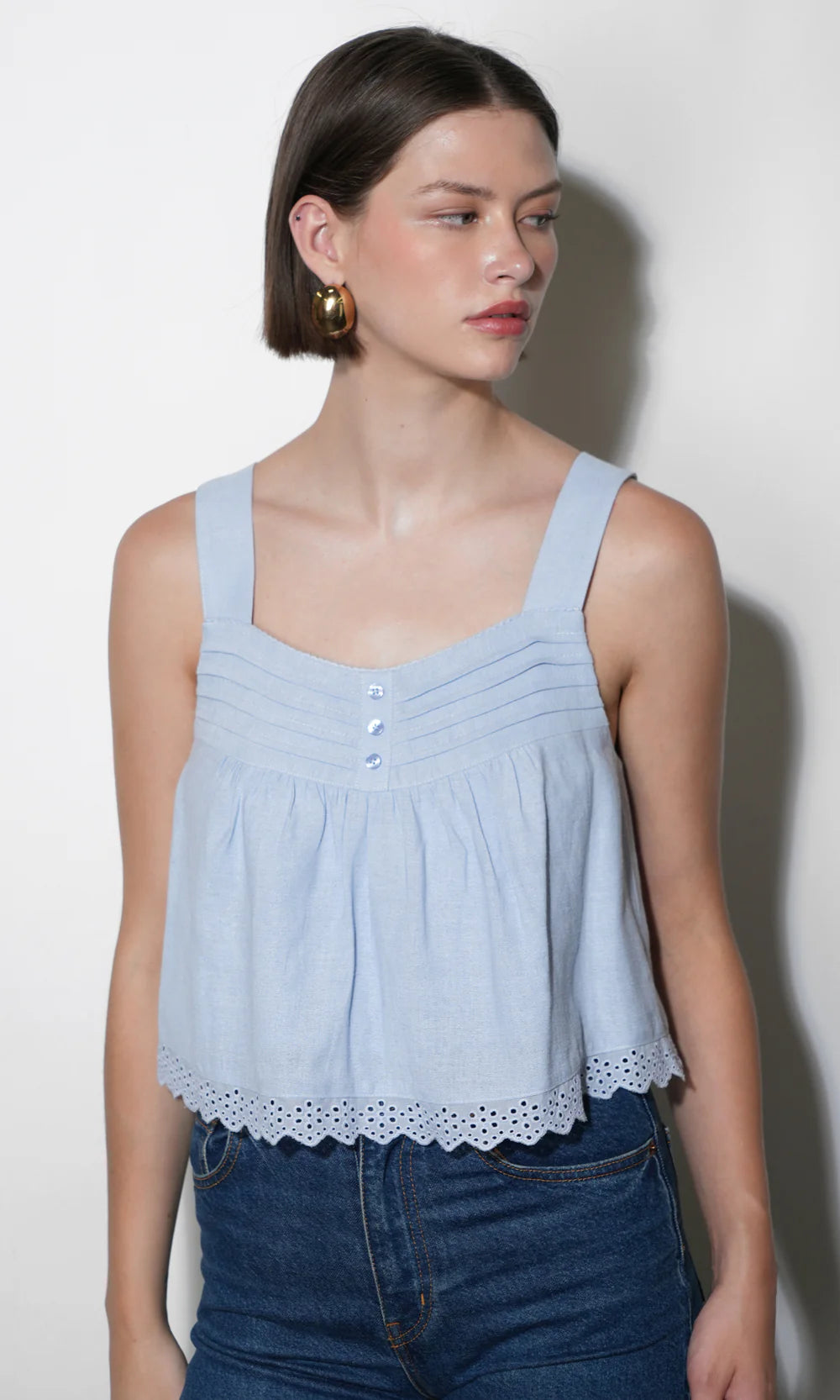 Elani Eyelet Swing Tank - Blue