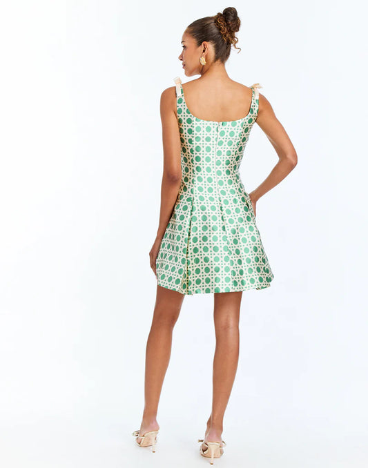 Gillian Bow Mini Dress - Solihiya Green