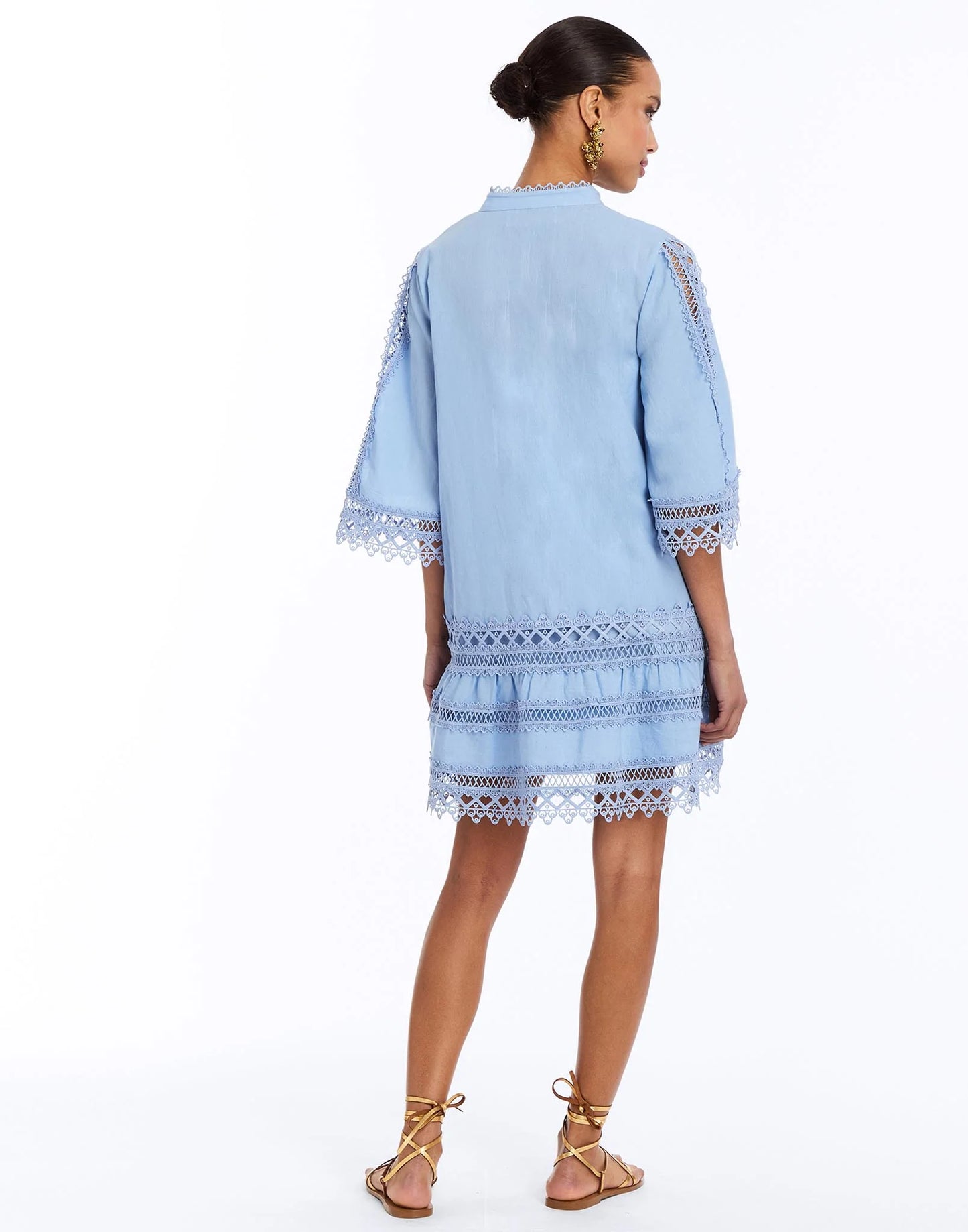 Goldie Lace Mini Dress - Lotus Blue