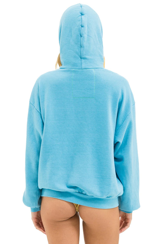 Wave Stripe 4 - Pullover Hoodie Relaxed - Aqua // Aqua