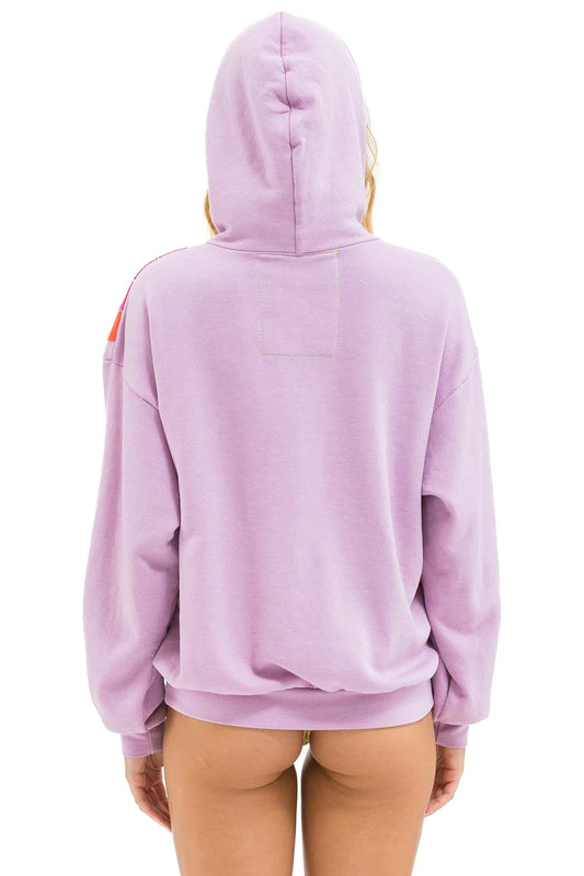 Wave Stripe 4 - Pullover Hoodie Relaxed - Mauve // Magenta Orange