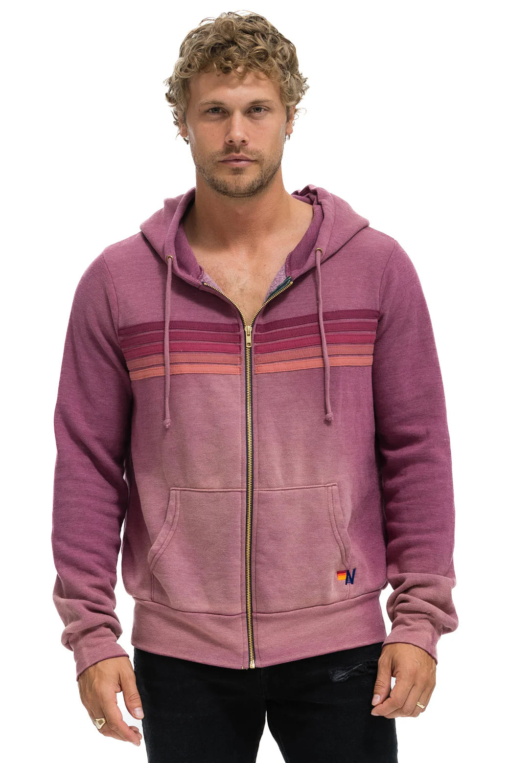 Aviator Nation - 5 Stripe Hoodie - Faded Berry
