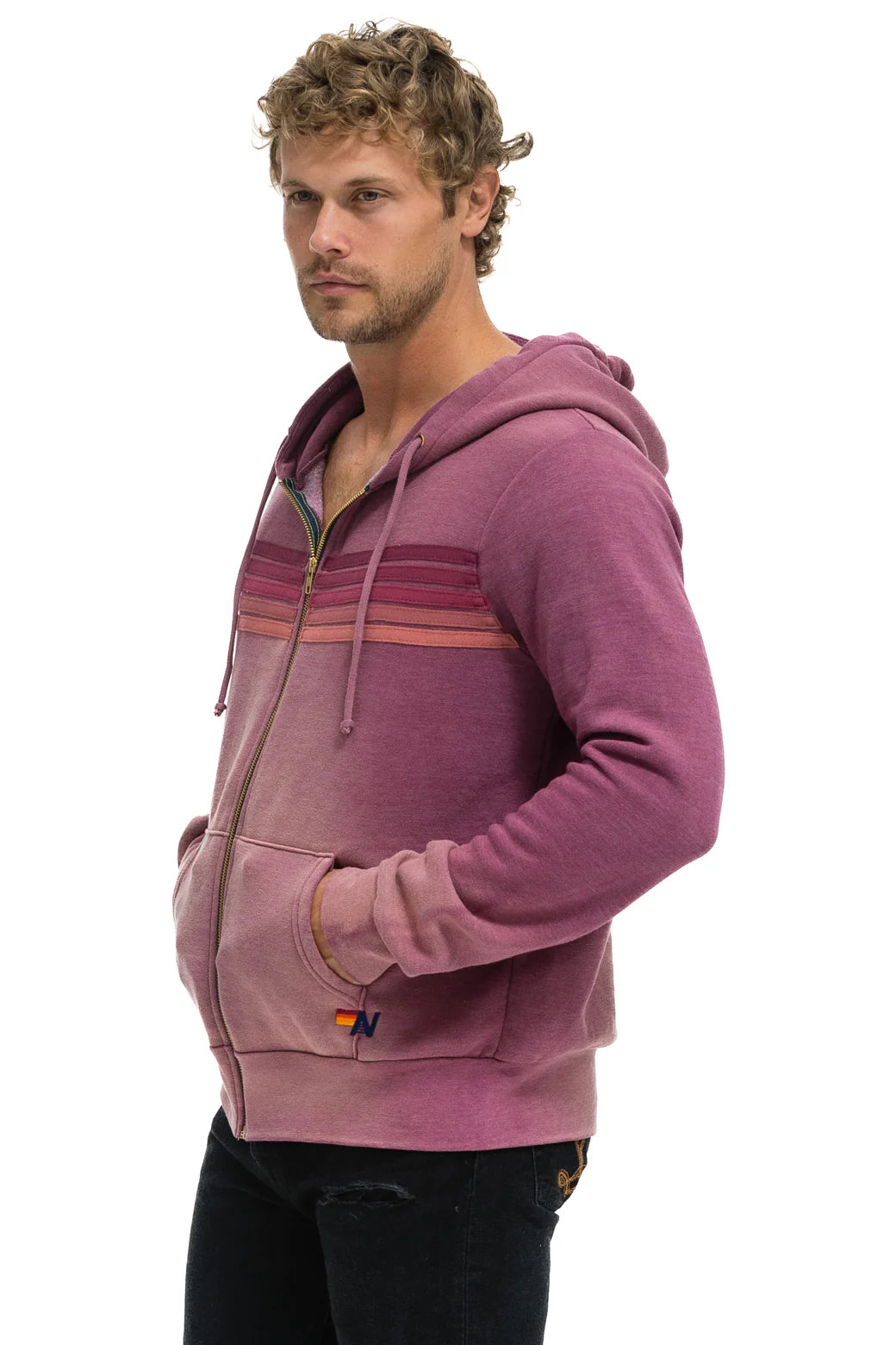 Aviator Nation - 5 Stripe Hoodie - Faded Berry