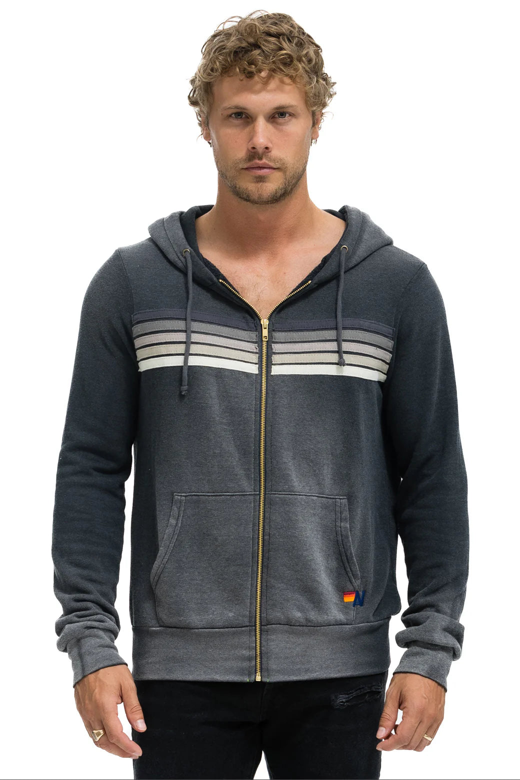 Aviator Nation - 5 Stripe Hoodie - Faded Smoke