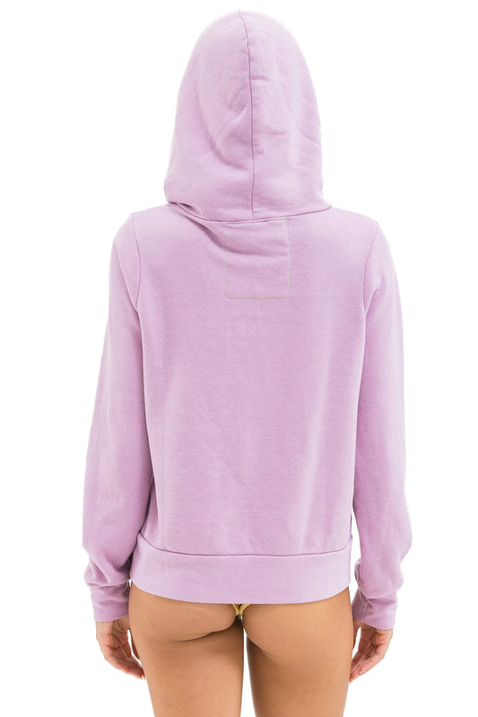 5 Stripe Zip Hoodie - Mauve // White Neon