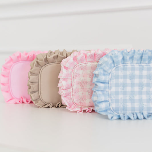 Ruffled Nylon Medium Pouch - Pink Floral