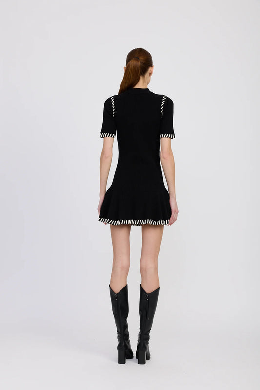 Romilla Stitch Mini Dress - Black/White