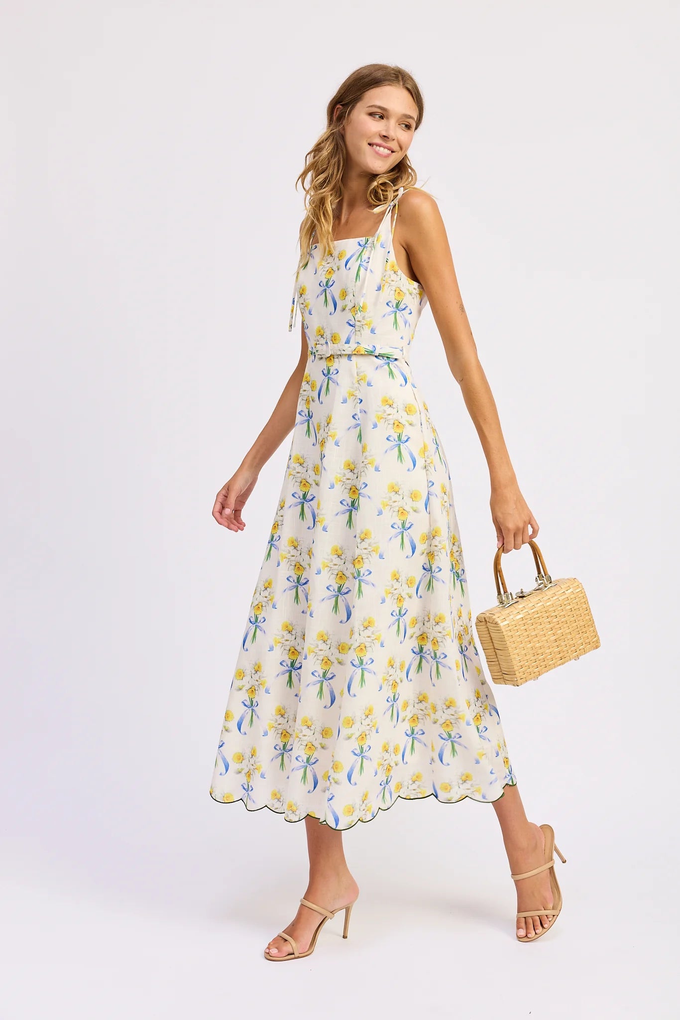 Audrey Maxi Dress - White Yellow Blue