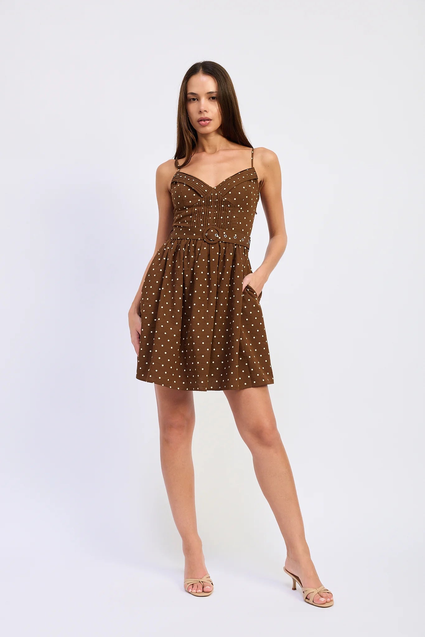 Stella Mini Dress - Brown Ivory