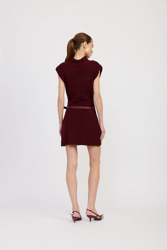 Nathalia Mini Sweater Dress - Burgundy