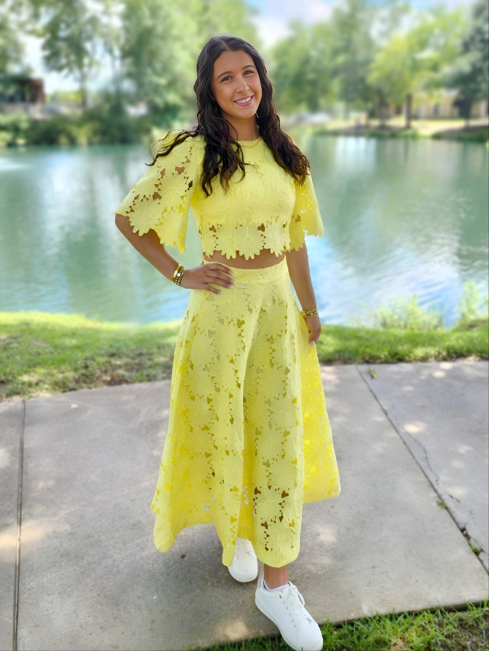 Two-Piece Lace Set - Yellow