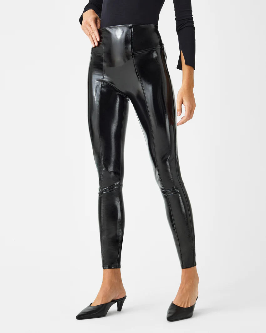 Faux Patent Leather Leggings - Classic Black