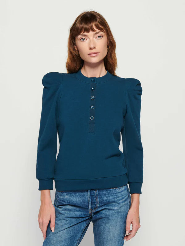 Nation LTD - Shaya Femme Henley Sweatshirt - Azure