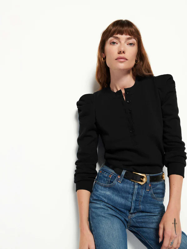 Nation LTD - Shaya Femme Henley Sweatshirt - Jet Black