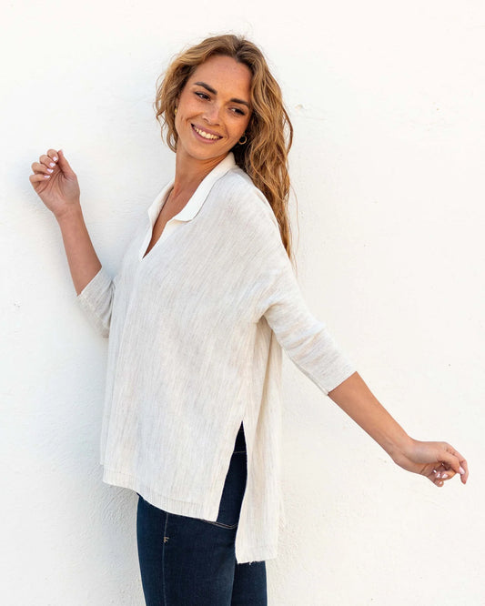 Catalina Polo Sweater - Sea Salt