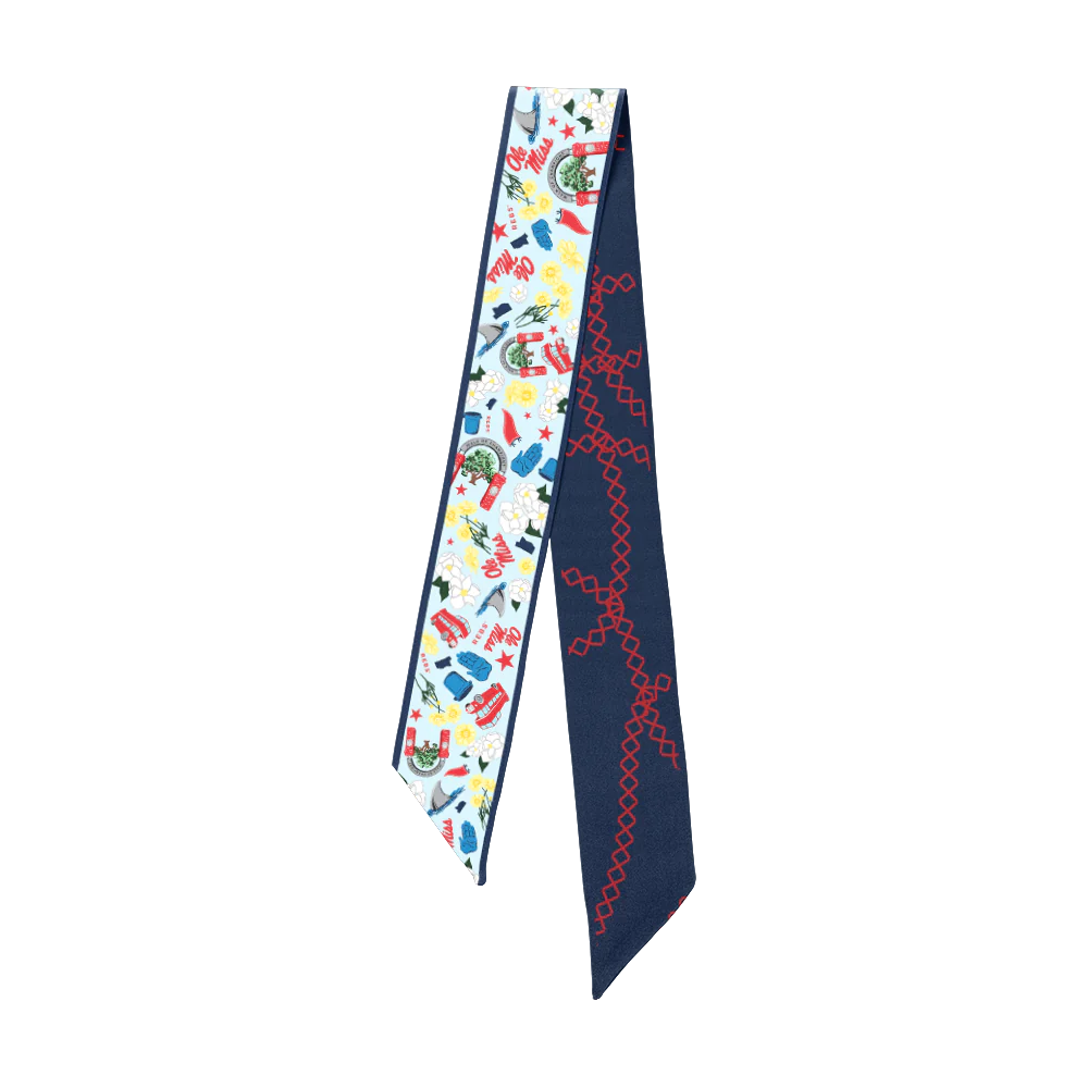 Saturday Silks - Ole Miss Rebels Skinny Scarf