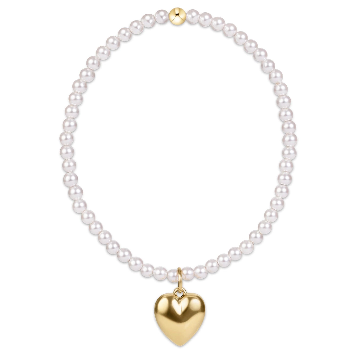 Classic Pearl 3mm Bracelet - Love Plush Gold Charm