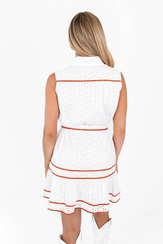 The Georgia Dress - White/Burnt Orange