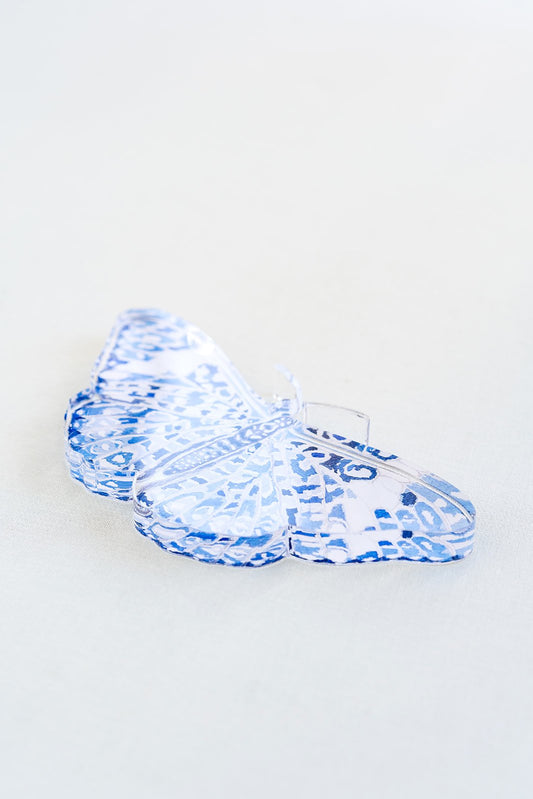 Blue Chinoiserie Butterfly Acrylic Art Block