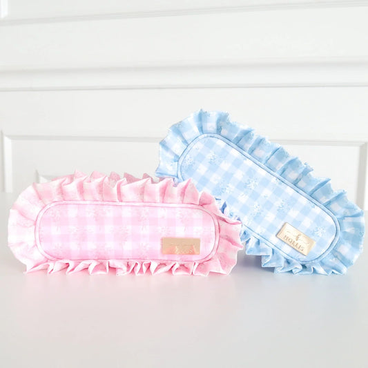 Ruffled Nylon Pencil Bag - Pink Floral