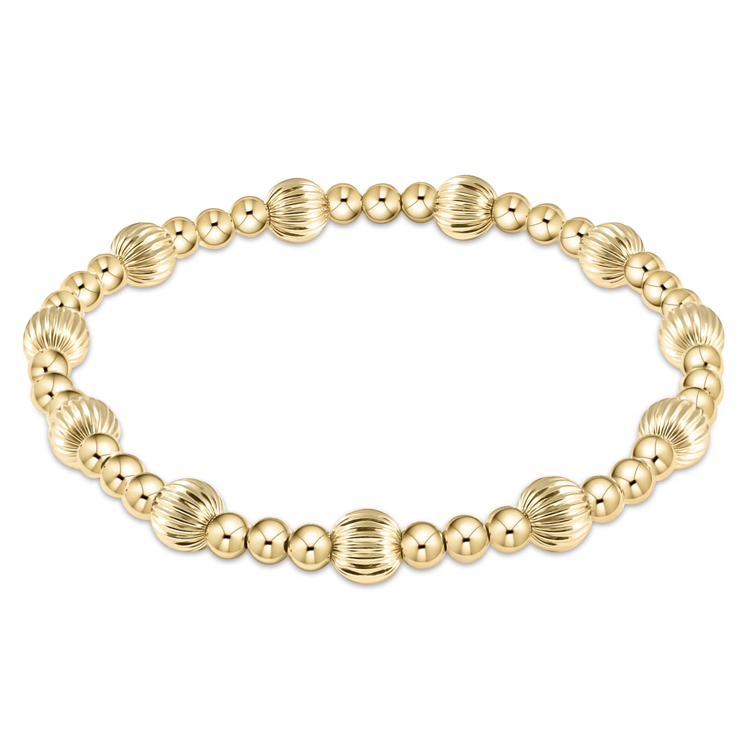 eNewton - Dignity Sincerity Pattern 6mm Bead Bracelet - Gold