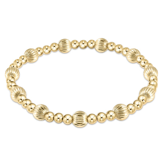 Extends - Dignity Sincerity Pattern 6mm Bead Bracelet - Gold