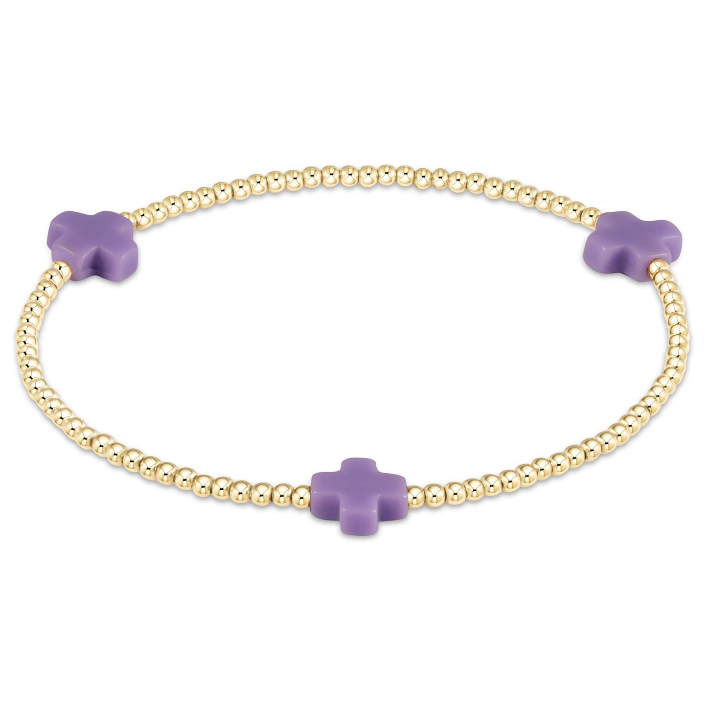 Signature Cross 3mm Gold Bracelet - Purple