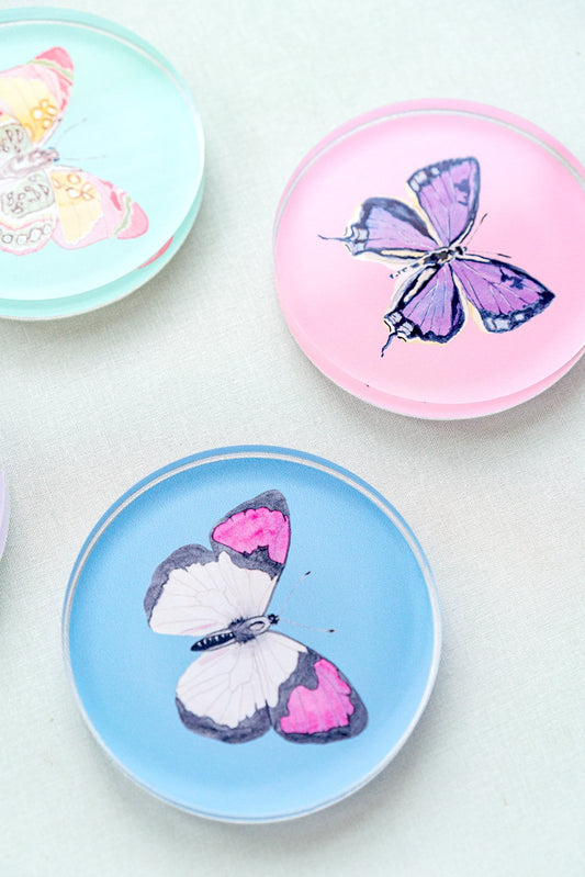 Acrylic Butterfly Coaster Set - Summer