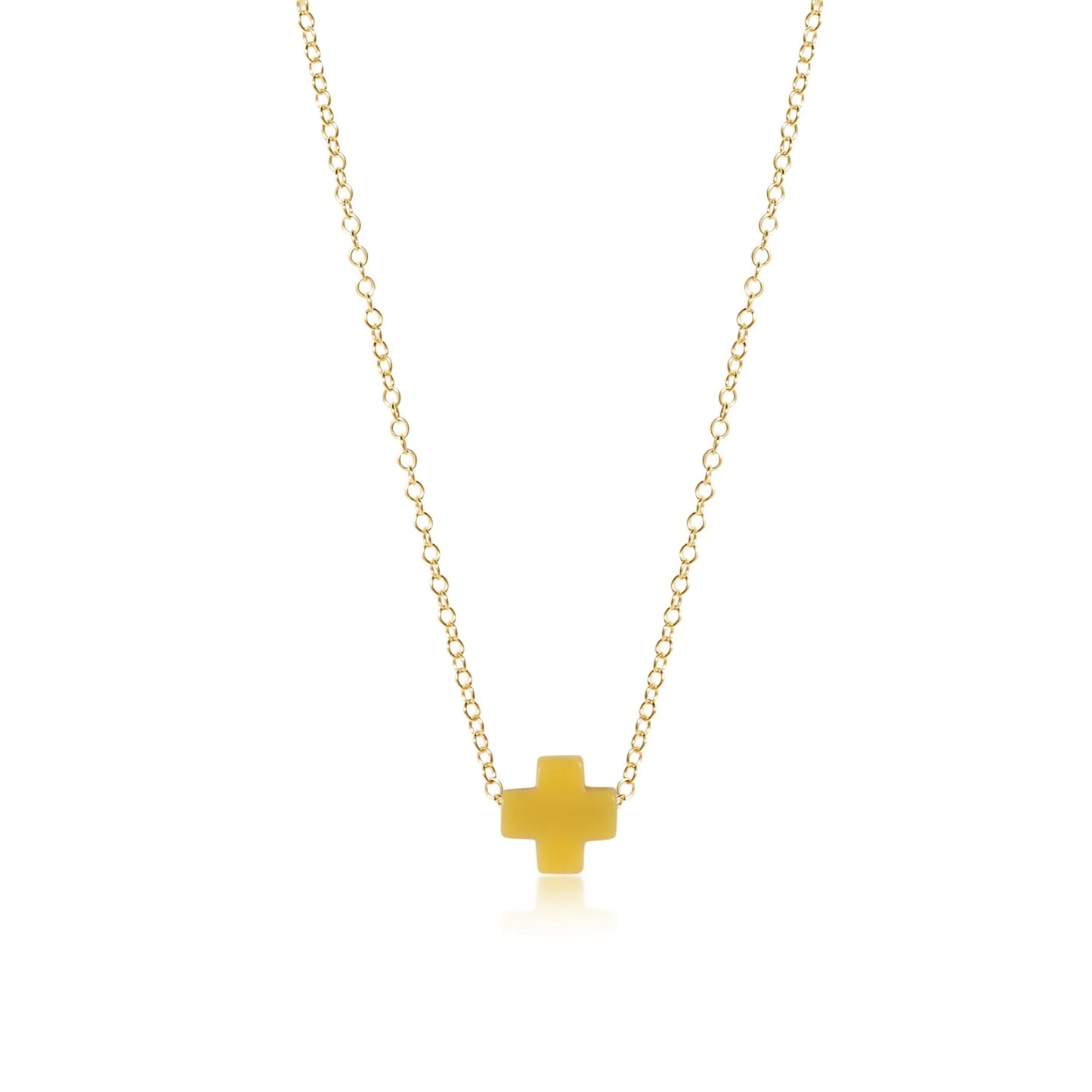 eNewton - 16" Necklace Gold - Signature Cross - Canary