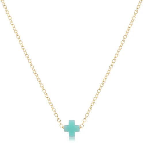 eGirl Signature Cross Small Necklace Gold 14"
