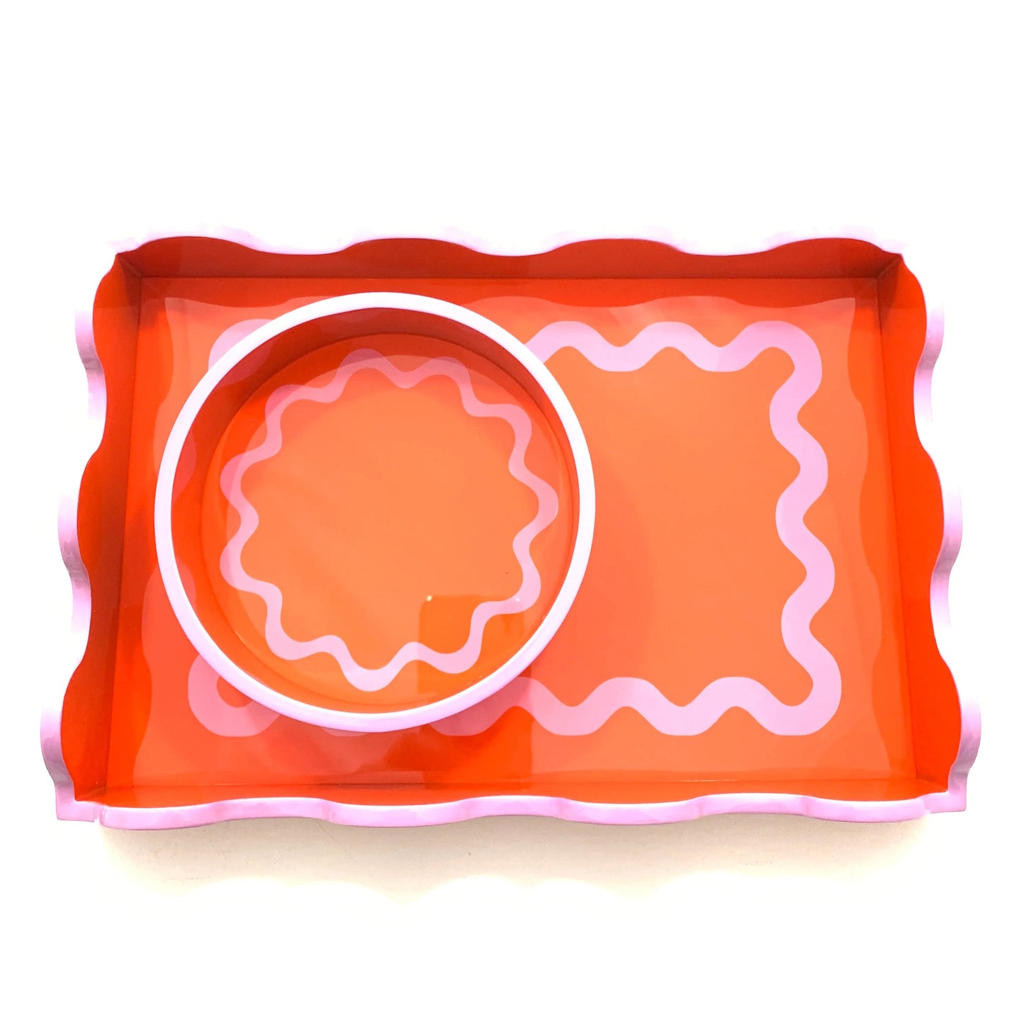 Rectangle Wavy Line Tray - Orange/Lavendar