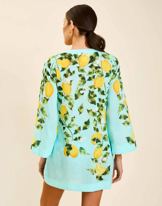 Ines Caftan Mini Dress - Sorrento Citrus